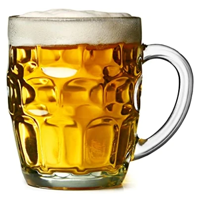Image of bar@drinkstuff The Great British Pint 20oz/568ml Dimple Mug Gift Boxed Glass Tankards, as a Beer (24)