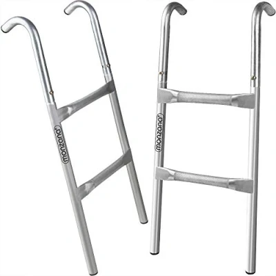 Image of DEUBA® Universal Trampoline Ladder Fits Most Trampolines 76cm 2 Steps Easy Access UV Resistant, Hanging Flexible Installation Metal Safety Entry 76x30x12cm