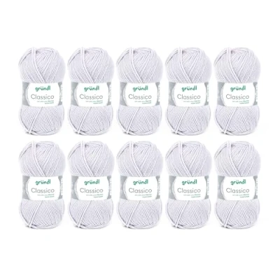 Image of Gründl Classico Wolle (Oeko TEX® Certified Knitting/Crochet Yarn Made of 50% Pure New Wool (Merino Superwash) &amp; polyacrylic, 50 g/120 m, Needle Size: 3.5 4.5, 10 Balls á g), Light Grey