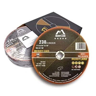 Image of Merryland Cutting Disc 230 Metal for Angle Grinder, X 1.9 22.23 mm Wheel 25 Pieces, INOX Stainless Steel Iron 9 inch Type 41, Expert Line E12111942