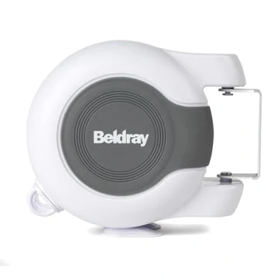 Image of Beldray LA027016 Retractable Washing Lines 2 x 13m Double Reel Clothesline, Extendable, Outdoor &amp; Indoor Use, Naturally Dry Laundry, Wall Mounted Airer, Pivoting Bracket Fittings Included