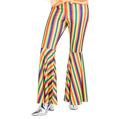 Image of amscan 9907390 Adult Ladies Rainbow Striped Flares (UK 8 10)