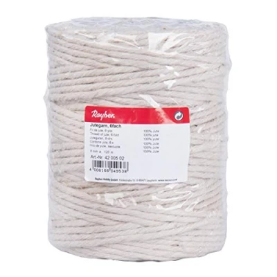 Image of RAYHER Thread of Jute, 6 fold, mm ø, Spool 120 m, White, 1.6 x 1.35 cm