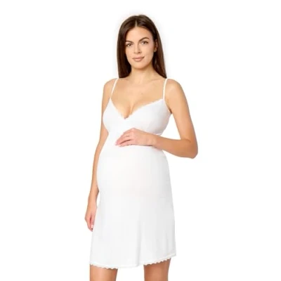 Image of Merry Style Women&#039;s Maternity Petticoat Summer Dress Elastic Lightweight Breathable Viscose Underskirt MS10 466, White, XL
