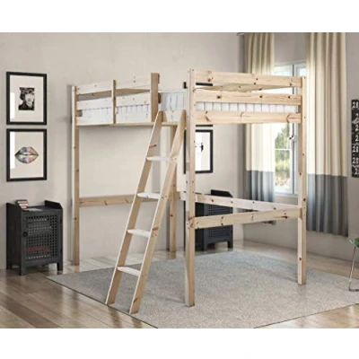 Image of STRICTLY BEDS&amp;BUNKS Celeste Short High Sleeper Loft Bunk Bed with Sprung Mattress (15 cm), 2ft 6 x 5ft