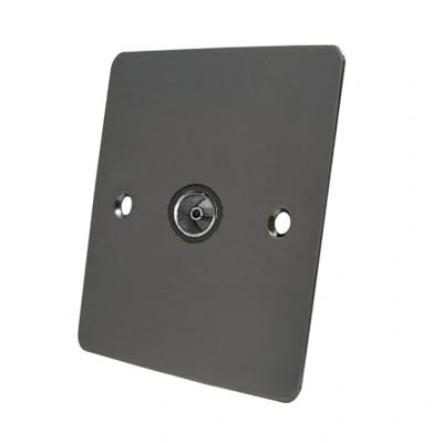 Image of TV Coaxial Aerial Socket Single 1 Gang Polished Black Nickel Flat