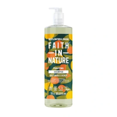 Image of Faith In Nature 1L Natural Grapefruit &amp; Orange Shampoo, Purifying For Oily Hair Scalp, Vegan Cruelty Free, No SLS, Silicones or Parabens, Family Sized