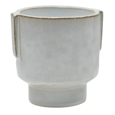 Image of Ivyline Aries Glazed Handle Planter in White Premium Quality Lightweight and Waterproof Indoor Houseplant Pot H20cm x D19cm