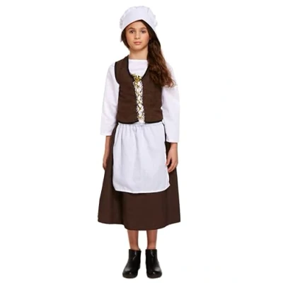 Image of HENBRANDT Victorian Maid Girls Fancy Dress Servant World Book Day Week Kids Child Costume (Age 7 9)