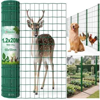 Image of Amagabeli Garden Home 1.2M x 20M Green Wire Mesh Fencing PVC Coated Roll 100 100mm Size 2.2mm Diameter Galvanized Poultry Netting Chicken Hardware Cloth