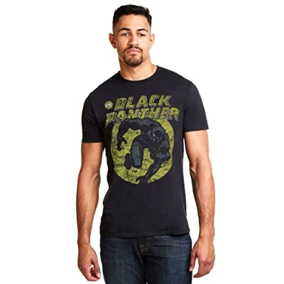 Image of Marvel Men&#039;s The Black Panther T Shirt, Black, XXL UK