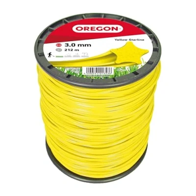 Image of Oregon Yellow Star Shaped Strimmer Line Wire for Grass Trimmers and Brushcutters, Five Cutting Edges Clean Finish, Professional Grade Nylon, Fits All Standard Strimmers, 3mm 212m (‎69 461 Y)