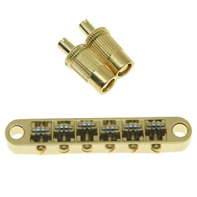 Image of KAISH Gold Guitar Roller Saddle Bridge Tune O Matic For Epiphone Les Paul,SG,Dot,Bigsby with M8 Threaded Posts