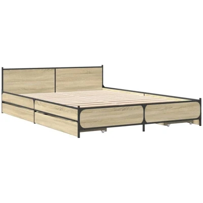 Image of vidaXL Bed Frame with Drawers without Mattress Sonoma Oak 120x200 cm