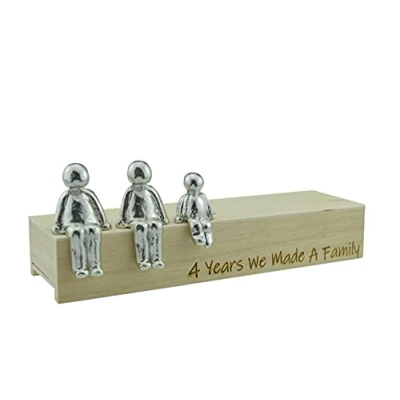 Image of 4th Anniversary Idea 4 Years We Made A Family Metal Ornament Choose Your Combination Box &amp; Woodgrain May Vary(1 child)