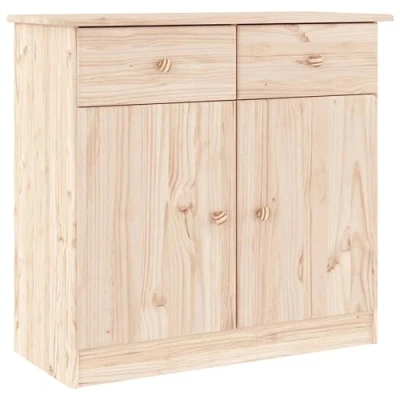 Image of vidaXL Solid Pine Wood Sideboard ALTA Scandinavian Style, Untreated Surface for Customizable Finish, Ample Storage Space with Compartments &amp; Drawers