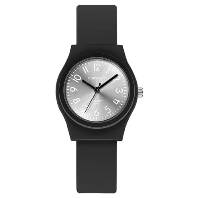 Image of JewelryWe Colorful Silicone Jelly Wristwatch: Round Analog Quartz Casual Watches for Men Women Students Teens