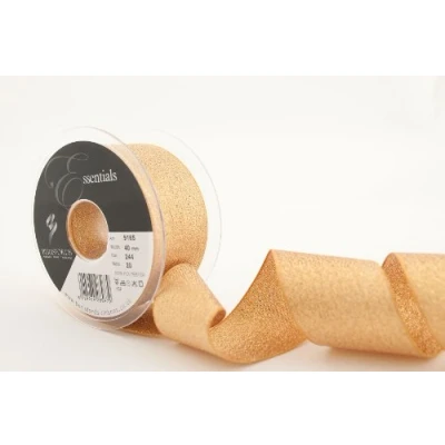 Image of Berisfords 9165 20 m x 40 mm Glitz and Glamour Metallic Lame Ribbon, Dark Gold