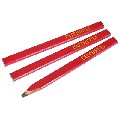 Image of Faithfull Carpenters Pencils (3) Red Medium