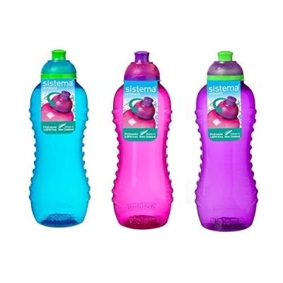 Image of 3 Sistema 460ml Twist n Sip Drink Bottles, Blue, Pink, Purple
