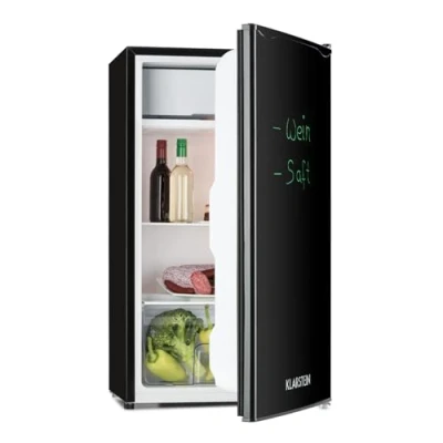 Image of KLARSTEIN Spitzbergen Refrigerator, Energy Efficiency Class E, Freezer Compartment, ZestfulART Design: Writable Door Including Marker, 2 Compartments, Black
