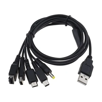 Image of EMSea 5 in 1 USB Charging Cable 1.5 m Compatible with Gameboy Advance SP (GBA SP)/DS Lite/NDS/W i U/New 3DS XL/New 3DS/3DS XL/3DS/2DS/Dsi XL/PSP 1000 2000 3000