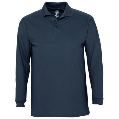 Image of SOLS Mens Winter II Long Sleeve Pique Cotton Polo Shirt (Navy) Size Large