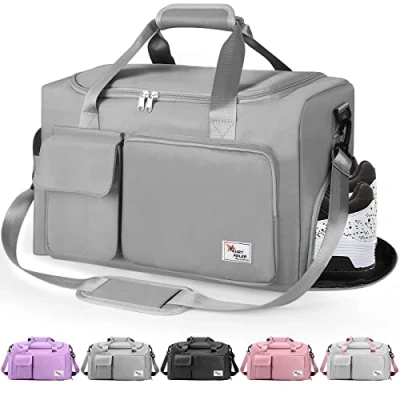 Image of Travel Bag Sport Duffel Bag,Gym Tote Bag, Large Capacity Portable Foldable Lightweight Waterproof Overnight Carry Luggage for Weekender Sports, Gym, Vacation Men Women (Gray)