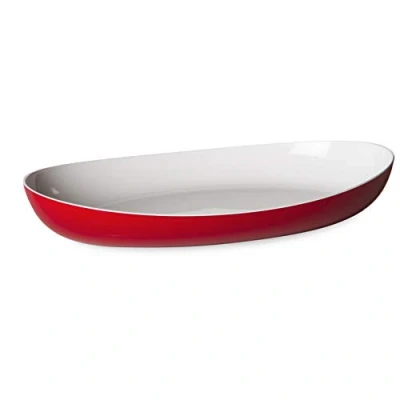 Image of Omada Design Serving Plate or Tray 14,96 x 9,06 inch with White Inside and Outside Colored, Line Trendy, Red