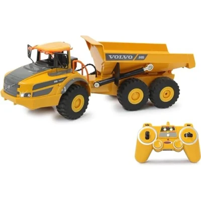 Image of JAMARA Volvo A40G 405056 Dump Truck 1:20 2.4 GHz Faithful Articulated Steering, Tipping Trough Up/Down, Realistic Engine Sound (Can Be Turned Off), Demo Mode, 2 Wheel Drive, Auto Standby Yellow