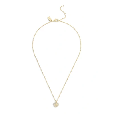 Image of Coach Signature C PAVÉ Heart Necklace, Women&#039;s, Size: ONE, Open white