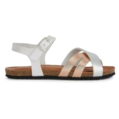 Image of Geox Girls J Chilene Gir Sandal, White Rose Gold, 8.5 UK Child