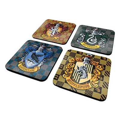 Image of Harry Potter Shields Coaster Set, Multi Colour, 10 x cm (4 Pieces)