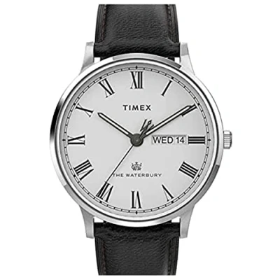 Image of Timex Men&#039;s Waterbury Classic Day/Date 40mm Watch Stainless Steel/Black/White
