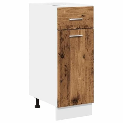 Image of vidaXL drawer bottom kitchen cabinet engineered wood old finish storage unit 30x46x81.5 cm moisture resistant dining utility rooms