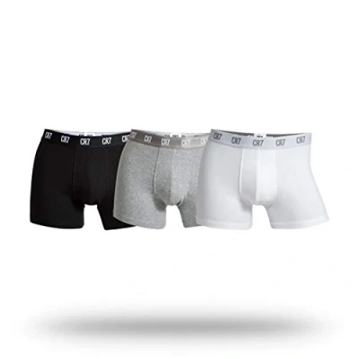 Image of Cr7 Cristiano Ronaldo Men&#039;s Boxer Shorts, White/Grey Melange/Black, XXL UK