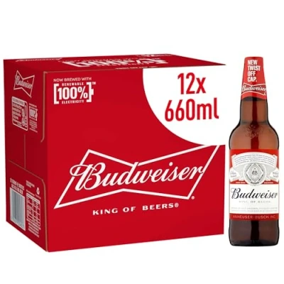 Image of Budweiser Lager Beer Bottle, 12 x 660ml