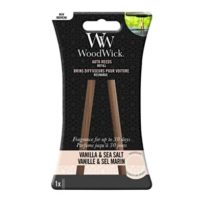 Image of WoodWick Auto Reeds Refills Car Air Freshener Vanilla and Sea Salt Up to 30 Days of Fragrance 2 Count