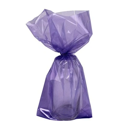 Image of Pack of 30 Purple Cello Cellophane Party Loot Bags with Tie Sweets Displays
