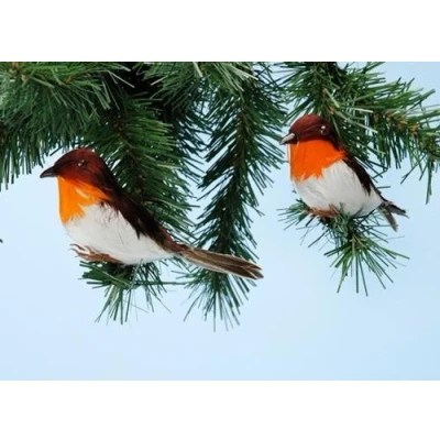 Image of Pack of 2 14cm Robins Table/Cake Christmas Decoration (PM236)