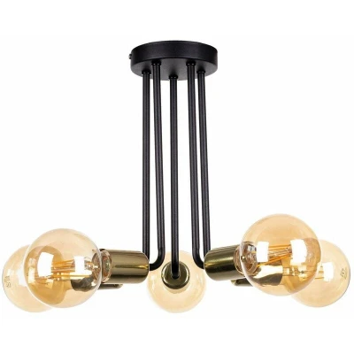 Image of Venna Multi Arm Semi Flush Ceiling Light Black, Gold, 30cm, 5x E27
