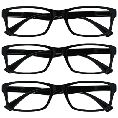 Image of OPULIZE The Reading Glasses Company Black Readers Value 3 Pack Mens Womens UVR3092BK +3.50