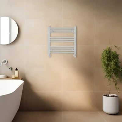 Image of Warmehaus Contemporary Straight Bathroom Ladder Radiator Heated Towel Rail Chrome Warmer Central Heating 600 x 600mm