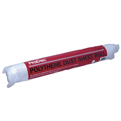 Image of ProDec 100 sqm (4m x 25m) Polythene Dust Sheet Roll, Dustproof and Waterproof Ideal for Covering Protecting Floors Furniture from Spills Splashes When Painting Decorating