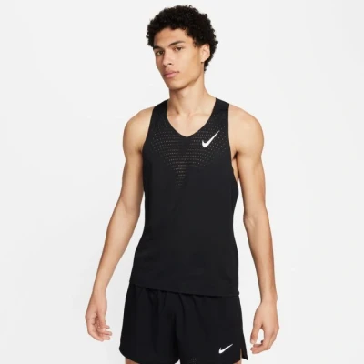Image of Nike Performance Aeroswift Singlet Top, Men&#039;s, Size: XXL, Summit white/black