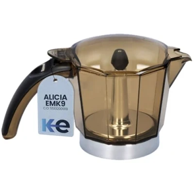 Image of DeLongui EMK9 Replacement Coffee Maker Jug Compatible with Alicia Moka for 9 Cups, Brown Semi Transparent, Durable, BPA Free