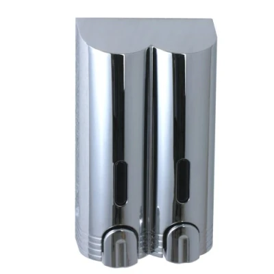 Image of Chrome Finish Double Soap Shampoo Dispenser 25x15x7.5cm