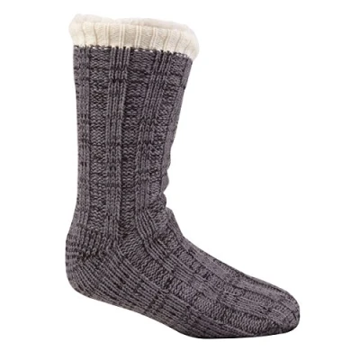 Image of Sock Stack Men&#039;s Chunky Lounge Slipper Socks Cosy Non Skid Thermal Gripper Winter Gift For Him, B45, Grey