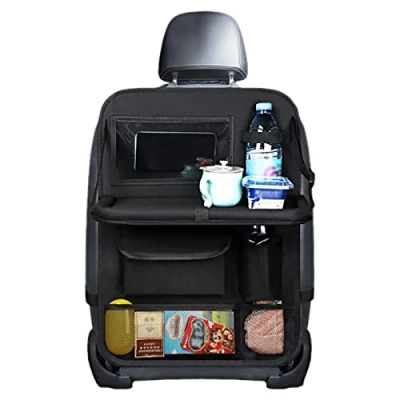 Image of Gsrhzd Car Seat Organiser, Organiser Back for Kids, Storage with Foldable Dining Table Holder and Multi Pockets, Travel, Parents Drivers, Kids Toys Food