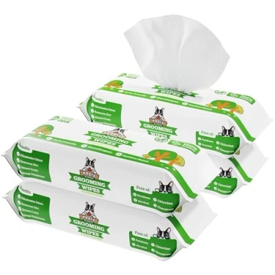 Image of Pogi&#039;s Dog Grooming Wipes 400 for Cleaning and Deodorising Plant Based, Hypoallergenic Pet Dogs, Puppy Quick Bath Paws, Butt, &amp; Body Green Tea Scented